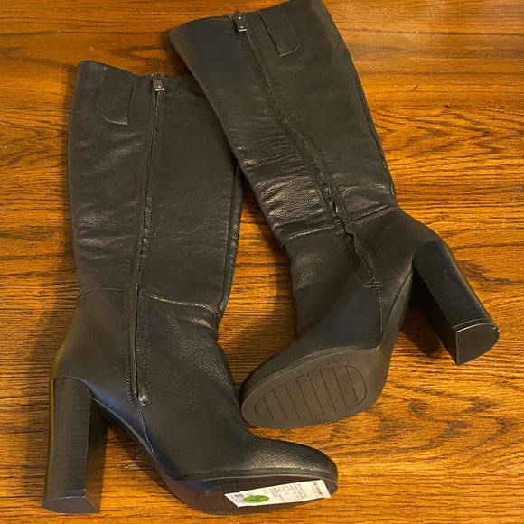 Kenneth Cole Black Leather Knee High Boots - Picture 8 of 12